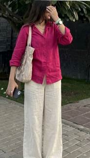 linen shirt with wide leg pant